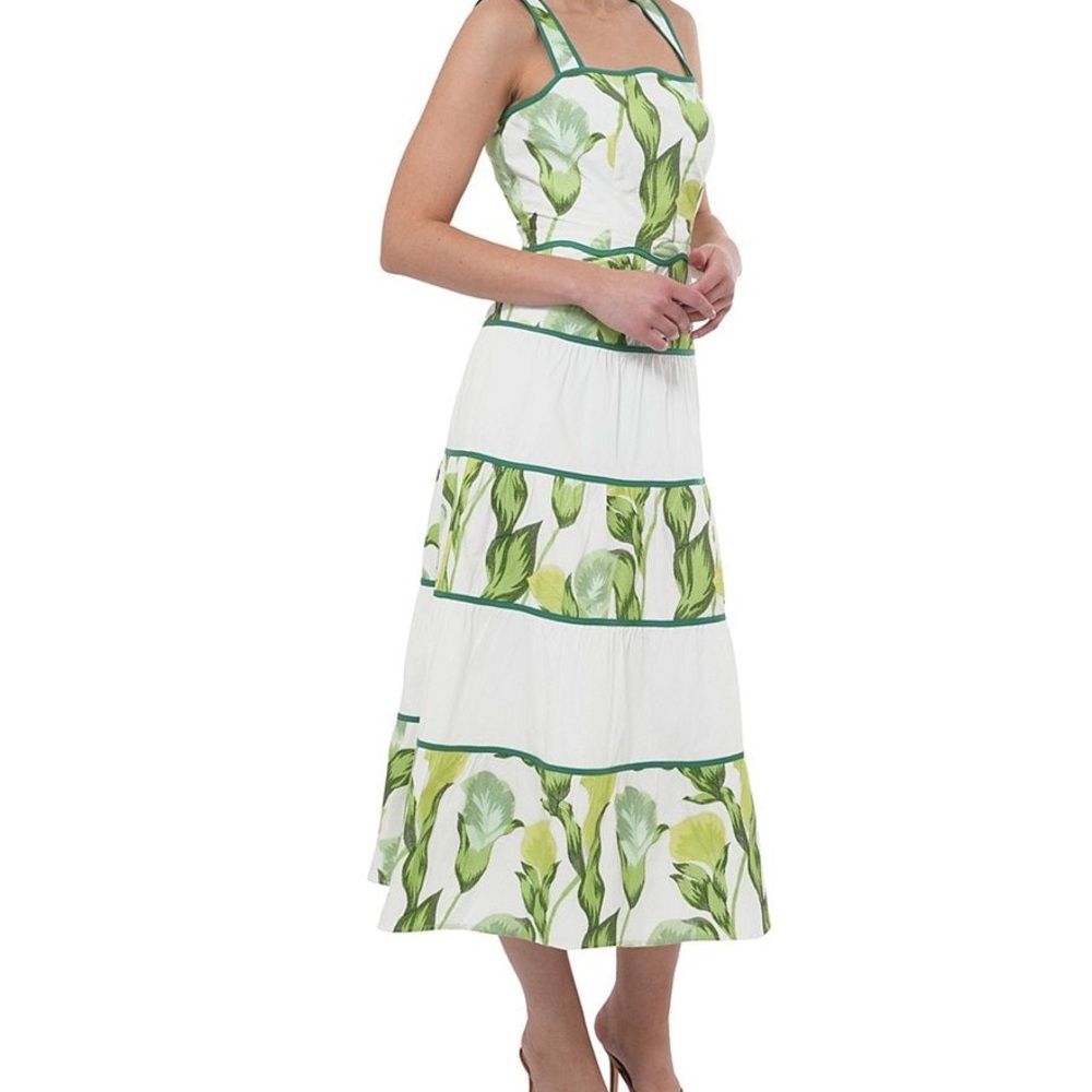 Adelyn Rae Green and White Floral Midi Dress